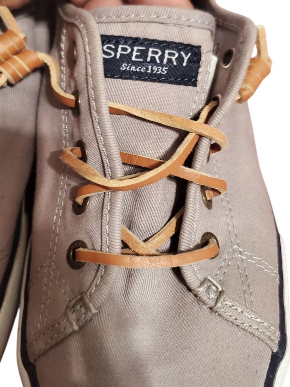 Sperry Womens Canvas Sneakers With Leather Laces gray Size 8.5M - Picture 10 of 12